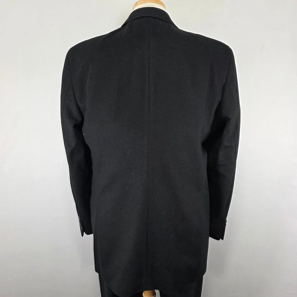 Jones New York Men's Sport Coat Blazer Three Button Black Wool Blend Flannel 43L
